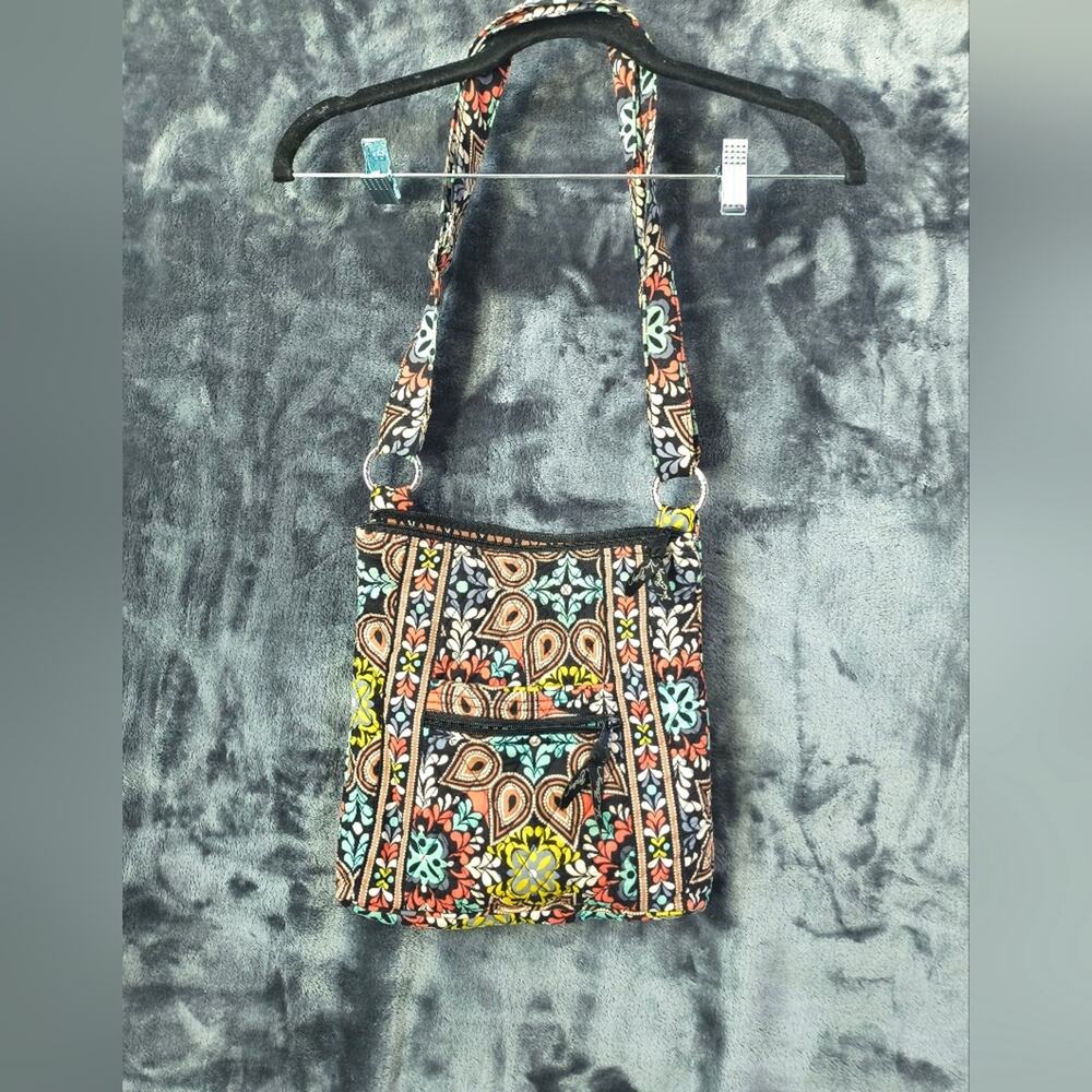 Vera Bradley Floral Crossbody Bag - Black, Yellow, Blue, Red